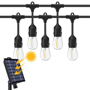 10m Solar LED Prikkabel – IP65 Lichtsnoer Buiten – Lampjes Slinger – inclusief 10x E27 lampen