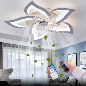 5 Lotus Ventilator Lamp - Plafondventilator - Smart Lamp - Met Dimmer - 3 Standen Ventilator - Keuken Lamp - Woonkamerlamp - Moderne lamp