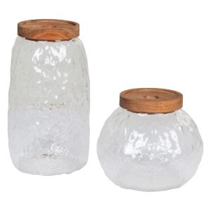 Nest of Nora Voorraadpotten set van 2 – Met acaciahouten deksel – Glas
