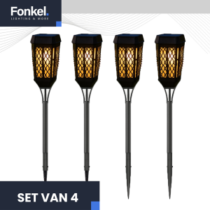 Set 4x LED Solar tuinfakkels zonne-energie ZWART IP44
