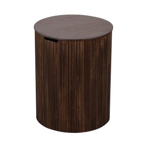 Lewis & Loft Bijzettafel Lonne – FSC® mangohout – Met opbergruimte – ⌀40 cm – Walnoot bruin