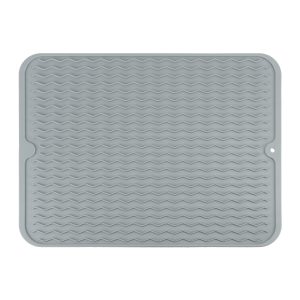 QUVIO Afdruipmat – Siliconen – Grijs – 40 x 30 x 0,5 cm