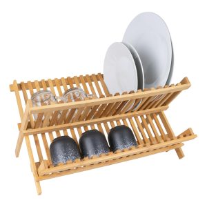 QUVIO Afdruiprek / Droogrek – Inklapbaar – Bamboe