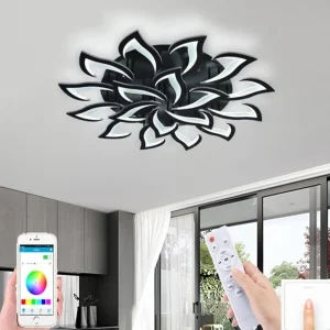 18 Sterren Plafondlamp Zwart - Met Afstandsbediening - Smart lamp - Dimbaar Met App - Woonkamerlamp - Moderne lamp