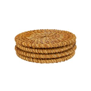 QUVIO Onderzetters voor glazen – Set van 4 – Rotan
