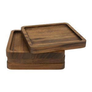 QUVIO Onderzetters set van 4 – Vierkant – Hout