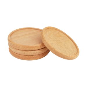 QUVIO Onderzetters set van 4 – Rond – Hout