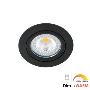 Bella Ondiepe LED spot kantelbaar 7Watt rond ZWART IP65 dimbaar – dim to warm – interne driver