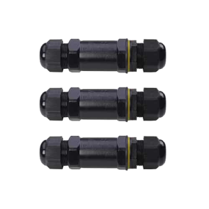 Set 3x Lasklem kabelverbinder-R 3 polig IP68 waterdicht zwart 10-12mm kabel