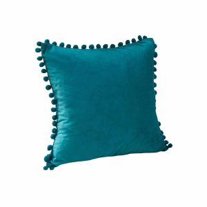 QUVIO Sierkussen met bolletjes – Gevuld – Fluweel – 50 x 50 cm – Turquoise