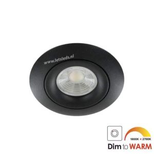 LED spot GU10 7Watt COB rond ZWART dimbaar