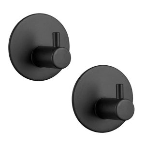 XIVADA Hannddoekhaakjes Roma – RVS – Zelfklevend – Zwart – Set van 2