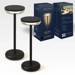 2 Delige set: Solar Tafellamp Bobbie Zwart - Oplaadbaar