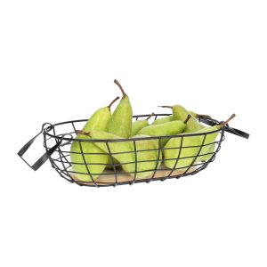 QUVIO Opbergmand / Fruitmand – Ovaal – Staal en hout
