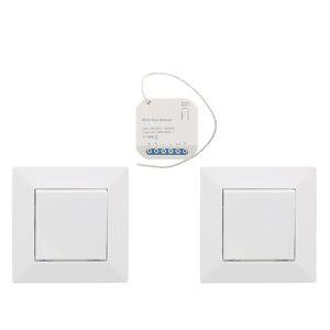 Wifi draadloos, micro dimmer module 150W met 2x puls hotel wissel-schakelaar WIT